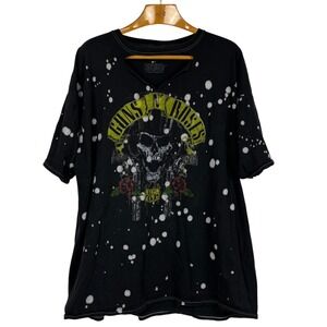 Guns N Roses XXL Distressed Bleach Splatter Band Tee Skull 85 Graphic